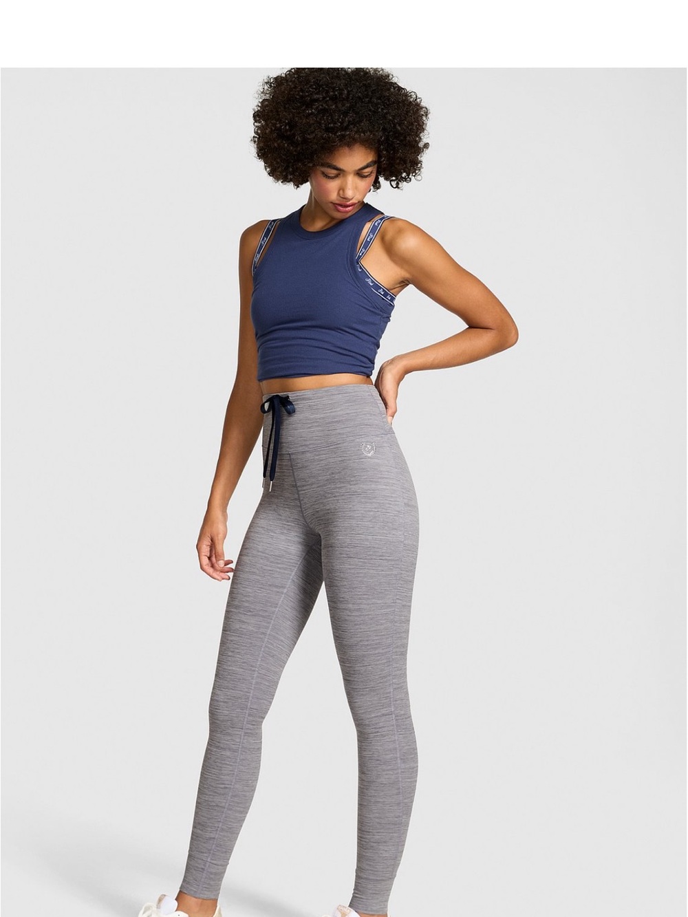 PINK Victoria's Secret High-Waisted Gray Drawstring Leggings